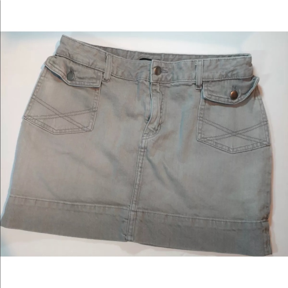 H M gray denim mini skirt 12 stretch